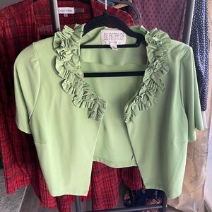Julian Taylor Light Green Ruffle Blouse